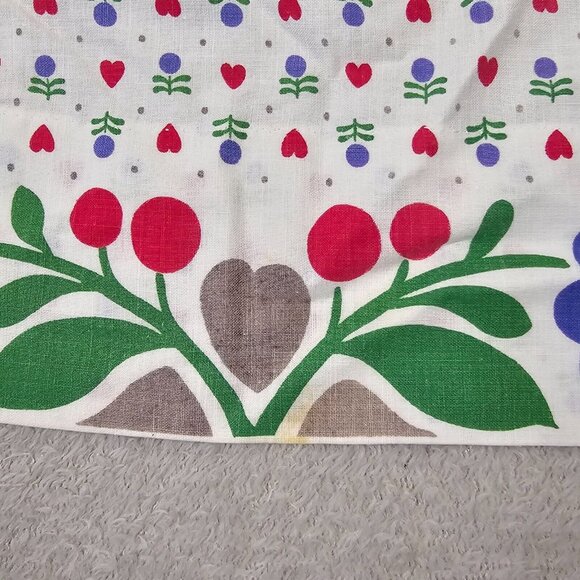 Vintage Half Apron Womens Red Blue Floral Waist Tie Housewife Kitchen Country - Picture 8 of 11